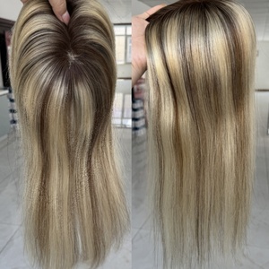 Topper Cheveux Humains Remy 100% Blond Balayage Racine Foncée avec Mèches, Base Mono, Bonnet Respirant, Personnalisable et Prise en Charge OEM/ODM - Product Image 4