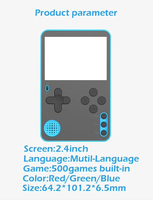 Console de jeux vidéo portable K10, lecteur de jeux 500-en-1, écran 2,4 pouces, classique rétro, joystick, boîte pour garçons, enfants, cadeaux de Noël