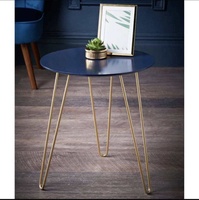 Table d'appoint ronde moderne en bois de marbre avec pieds en métal pour le salon