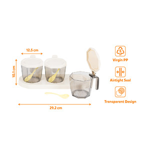 Kit de 4 pots à épices hermétiques en plastique PP avec cuillère, compatibles lave-vaisselle, rangement manuel pour herbes et épices - Product Image 3