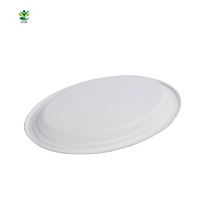 Özelleştirilmiş hizmet mevcut 100% Compostable 10 inç <span class=keywords><strong>Oval</strong></span> çanak tabaklar şeker kamışı Bagasse yapılır