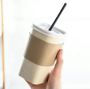 사용자 정의 사탕 수수 펄프 PLA 종이 컵 뚜껑 뜨거운 음료 광장 종이 컵