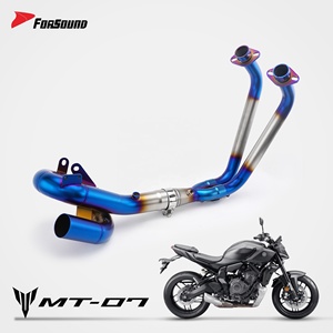 Sistema de Escape para Motocicleta Forsound, Precio de Fábrica al por Mayor, Tubo Frontal en Espiral de Acero Inoxidable <span class=keywords><strong>Azul</strong></span> Quemado para Yamaha <span class=keywords><strong>MT07</strong></span> - Product Image 1