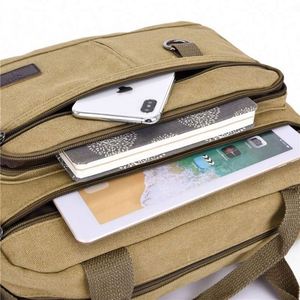 Sac à bandoulière en toile de haute qualité, petit sac à outils, multi-poches, kaki, sac messager pour homme - Product Image 5