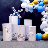 Support à gâteau de mariage blanc durable, cylindre, socle, table de dessert, ensemble de cinq pièces, carton