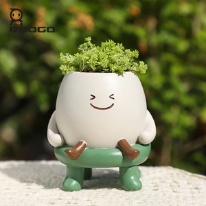 Décoration de jardin, de bureau ou de maison, design fantaisiste avec visage souriant et verdure, <span class=keywords><strong>cadeau</strong></span> unique <span class=keywords><strong>pour</strong></span> les amateurs de plantes, fait main - Product Image 3
