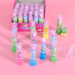 Gomme à effacer créative et réaliste en forme de rouge à lèvres, gomme à effacer en forme de fruits de dessin animé, fournitures scolaires pour étudiants, petit prix mignon - Product Image 4