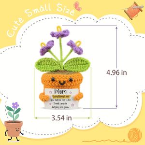 Crochet Potted Flower Mother's Day Emotion Card Thank You for Mama's Nurturing Home Bedroom Cute Personified Plant <b>Decoration</b> - Product Image 3