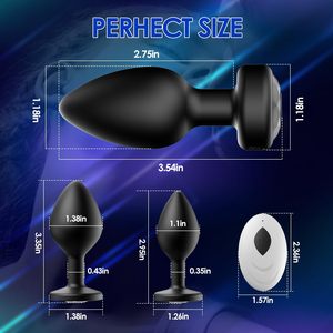 3Pcs Silicone Hậu Môn Cắm Quan Hệ Tình Dục Đồ Chơi Kit Điều Khiển Từ Xa 10 Tần Số Rung Tuyến Tiền Liệt Massager Dành Cho Người Lớn Quan Hệ Tình Dục Đồ Chơi Trò Chơi Màu Đen - Product Image 5