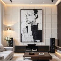 Art mural texturé peint à la main, portrait féminin abstrait fleuri, toile verticale, déco vintage chambre