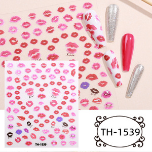 Hot Sale Basic Universal <b>Red</b> <b>Glitter</b> 3D Love Heart Nail Decal Waterproof DIY Nail Art Decoration Accessories - Product Image 4