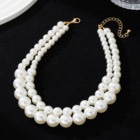 Colliers ras du cou tendance à grosses perles d'imitation, colliers à double rangs, cadeaux pour mariage et fêtes