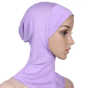 Womens Muslim Mini Hijab Caps Solid Color Modal Islamic Neck Cover Under Scarf Head Wear Cap M01