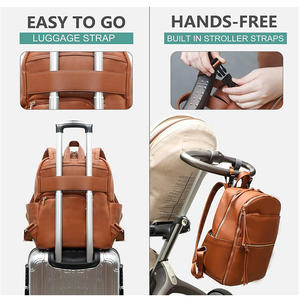 Bolsa de Pañales Impermeable de Cuero PU con 6 Bolsillos Aislados, Mochila Personalizada para Mamá y Papá, Bolsas Organizadoras de Viaje - Certificación BSCI - Product Image 1