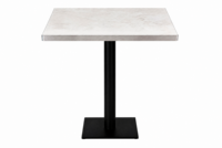 Plateau de table carré moderne en marbre gris, finition HPL Formica USA, veinage gris clair avec bord en métal brossé, plateau de table intérieur pour café
