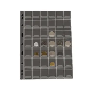High Quality PVC Plastic 9-HOLE 20/30/42 Pockets Coin Page Coin Pocket Inserts for Collector Binder Sheets