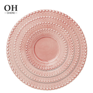 Nuevo Diseño de Juego de Platos en Relieve de <span class=keywords><strong>Porcelana</strong></span> <span class=keywords><strong>Fina</strong></span>, Plato de Presentación Rosa de Lujo para Bodas, <span class=keywords><strong>Vajilla</strong></span> Decorativa para Eventos y Catering - Product Image 1