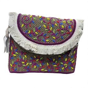 Sac à bandoulière Lowellcraft pour femme, style bohème vintage, motif géométrique, en tissu de coton écologique, broderie, fermeture éclair, 1-1,9 L - Product Image 1