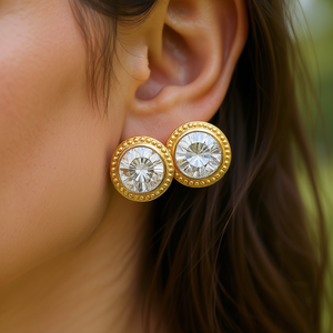 Orecchini a Perno E4167 in Oro con Zirconi Rotondi, Gioielli Classici da Donna alla Moda - Product Image 2