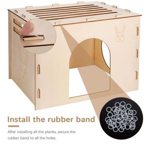 Custom Wooden Rabbit Hideout Castle Houses Bunny Hideout for Indoor Bunnies Chinchilla <strong>Hamster</strong> Guinea Pigs Hut to <strong>Hide</strong> - Product Image 5