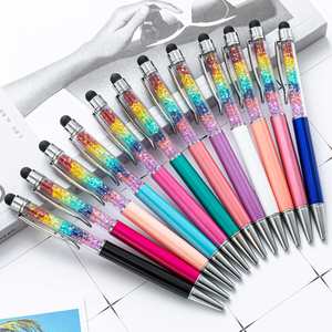 Custom Logo Advertising Metal Ballpoint Pens Promotional 2-1 in Stylus Touch Screen Colorful Broken Diamond Crystal for Gifts - Product Image 1