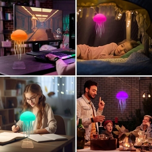 2025 luce notturna a <span class=keywords><strong>LED</strong></span> per la casa creativa con controllo vocale dinamico lampada ambientale che cambia colore delle meduse ricaricabile - Product Image 4