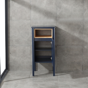 Meuble de rangement autoportant bleu marine minimaliste pour salle de bain, armoire à linge en bois, organisateur de salle de bain, meuble d'appoint - Product Image 1