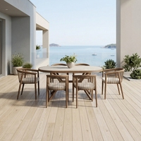 Modern Bahçe Yemek Seti Her Hava Koşuluna Uygun Alüminyum Alaşımlı Masa ve PE Rattan Sandalyeler, Villa İçin Su Geçirmez Minderlerle