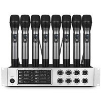 Microphone sans fil UHF de bureau à col de cygne en métal, 8 canaux, à condensateur cardioïde, portable, avec suppression du bruit, économique, modèle KC-1108