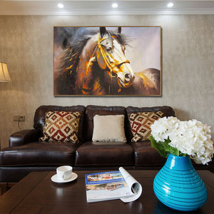 Pintura moderna de caballos, lienzo al óleo personalizado de alta calidad, fábrica de arte Original al por mayor para Hotel, hogar, decoración de pared, Animal - Product Image 2