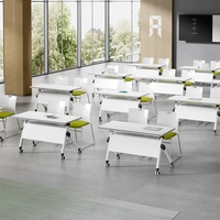 Nouvelle Arrivée - Table d'Entraînement Extensible et Pliable en Bois, Table Mobile Modulable pour Salle de Classe et Salle de Conférence