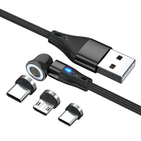 Câble de charge magnétique tressé en nylon 3-en-1 à 7 broches, conception 540 degrés, charge rapide 3A, transfert de données, entièrement compatible OEM