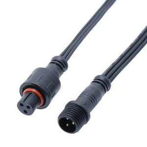 M12 Waterproof Connector Cable 2 To 8 Core Outdoor <b>Led</b> <b>Light</b> <b>Plug</b> With Copper Contact And Pvc Insulation Black Color - Product Image 2