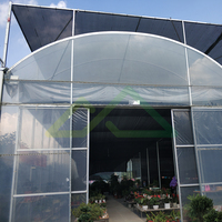 Een grootschalige, meerdelige filmkas uitgerust met temperatuurregeling, schaduw-, irrigatie- en ventilatiesystemen.