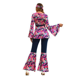 Costumes de style hippie pour femmes rose vif, années 1960 et 1970, pantalon à manches cloche, adapté aux spectacles de scène, aux fêtes et aux spectacles - Product Image 5