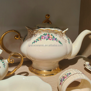 Juego de <span class=keywords><strong>Vajilla</strong></span> de <span class=keywords><strong>Porcelana</strong></span> <span class=keywords><strong>Fina</strong></span> Ecológica Royal Elegance, con Borde Dorado, Estilo Vintage, Pintado a Mano - Product Image 3