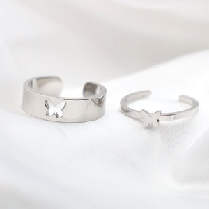 Butterfly Open <b>Ring</b> Set For Women 18K <b>Titanium</b> Steel Simple Design Gift Jewelry - Product Image 2