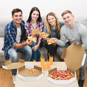 Cajas de Pizza Octagonales Blancas de Cartón Kraft, Caja de Pizza Corrugada, Cajas de Embalaje para Llevar Comida, para Galletas, Pasteles, Tartas, Recuerdos de Fiesta - Product Image 5