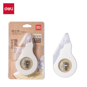 Ruban correcteur Deli 5 mm x 30 m, noyau beige, boîtier blanc, pour étudiants - Product Image 1