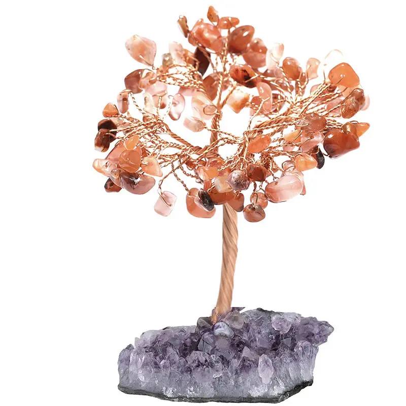 Pedra preciosa de cristal natural, árvore de adivinhação de natal, pedra de cristal personalizada para decoração e presente