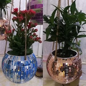 Maceta Colgante con Espejo de Bola de Discoteca, Precio de Fábrica, Cestas de Flores con Espejo <span class=keywords><strong>Pintadas</strong></span> a Mano con Cuerda para Decoración de Techo y Pared Interior - Product Image 2