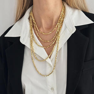 Collar de Moda con Cuentas Cuadradas de Diseño Nuevo, Collar de Varias Capas con Cuentas CCB, Chapado en Oro de 18K, Conjunto de Collares de Joyería con Cadena de Eslabones para Mujer - Product Image 5