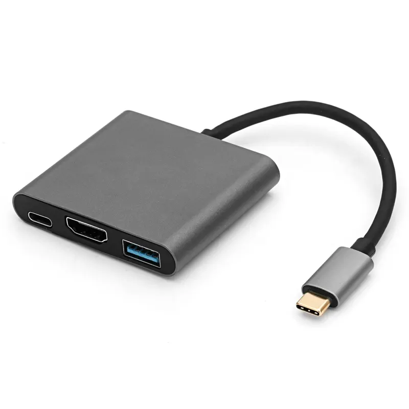 High quality Type C male to USB3.2 Type A, 4K HDMI,PD Charging port , 3 in 1 HUBS for HDTV, Monitor, Projector, Notebook