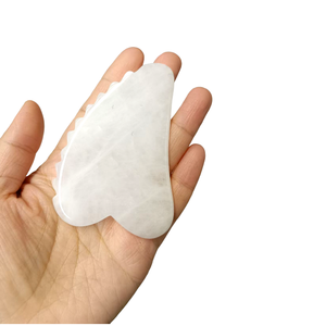 Outil de massage facial Gua Sha en jade blanc naturel en forme de cœur <span class=keywords><strong>avec</strong></span> logo personnalisé, planche de soin de la peau en quartz rose <span class=keywords><strong>avec</strong></span> dents - Product Image 2