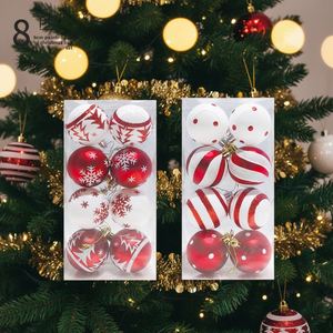 Nouvel ensemble de 8 ornements circulaires électroplaqués rouge et blanc de 6 cm pour sapin de Noël, personnalisable XM009, style moderne, pour l'exportation - Product Image 2