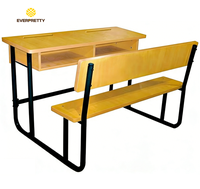 Ensemble de chaises et de bureaux doubles en bois pour projets scolaires, ensemble scolaire ergonomique, chaise d'étude, bureau et banc pour l'université