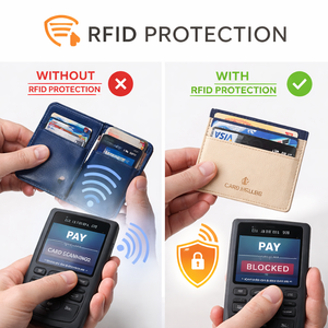 ที่ใส่บัตรแบบมินิมอล RFID ป้องกันการโจรกรรมข้อมูล  วัสดุหนัง PU บางเฉียบ สำหรับผู้ชาย ใช้ได้ทุกวัน - Product Image 5