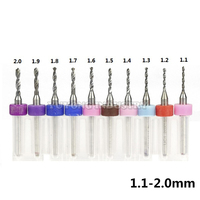 Jeu de 10 forets pour circuits imprimés de 1,1 mm à 2,0 mm pour percer les circuits imprimés, forets miniatures en carbure pour machine CNC