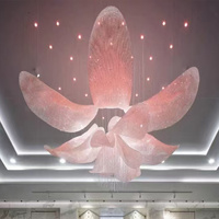 Décoration de salle de banquet, luminaire en cristal, grand lustre en forme de fleur en cristal personnalisé pour hall d'hôtel