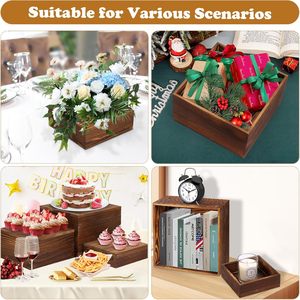 <span class=keywords><strong>Lot</strong></span> de 6 supports de présentation en <span class=keywords><strong>bois</strong></span> rustique pour gâteaux et cupcakes, rehausseurs alimentaires carrés pour buffet, caisses en <span class=keywords><strong>bois</strong></span> - Product Image 6